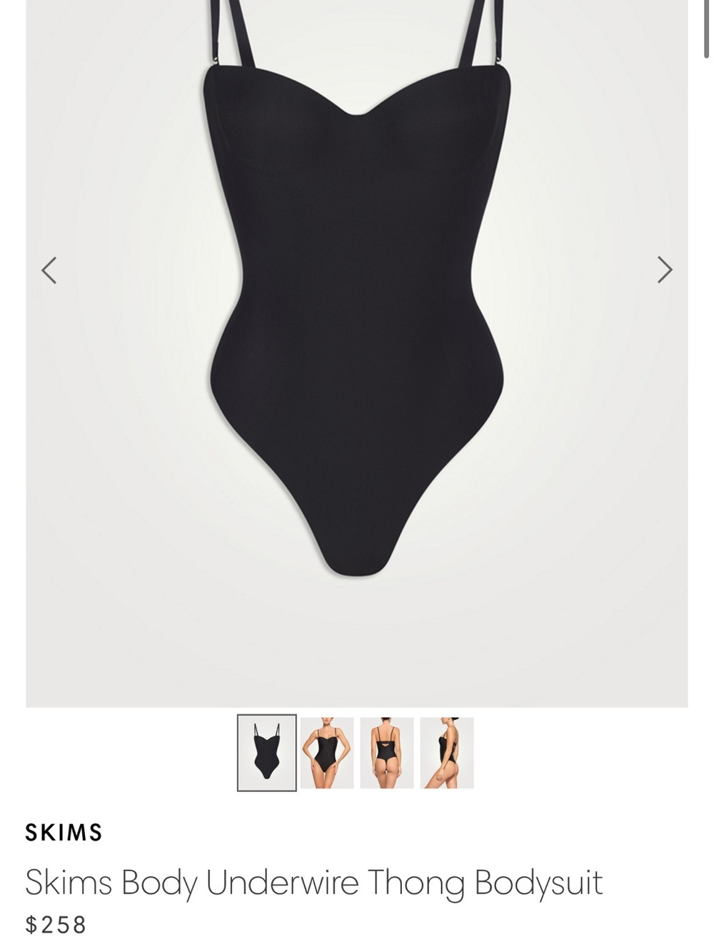 SKIMS Black Underwire Thong Bodysuit